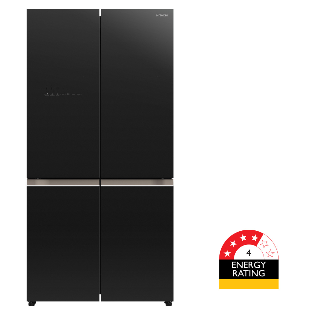 Hitachi refrigerator R-WB640VGV0(D) Bottom Freezer, 4-door, Glass Black